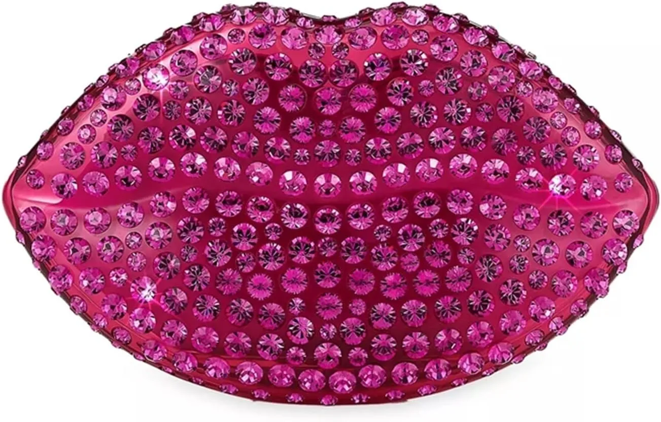 Rhinestone Bags Lip Shape Clutch Bag Rhinestones Clear Wedding Evening Party Kiss Purse Women Handbag