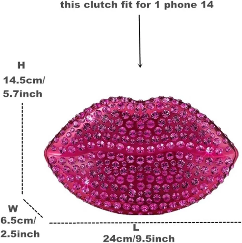 Rhinestone Bags Lip Shape Clutch Bag Rhinestones Clear Wedding Evening Party Kiss Purse Women Handbag