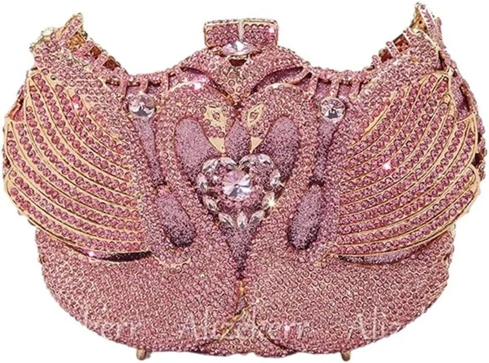 Rhinestone Bags Swan Shaped Rhinestone Evening Bags Women Gorgeous Diamond Metal Clutch Purses And Handbags Wedding Party