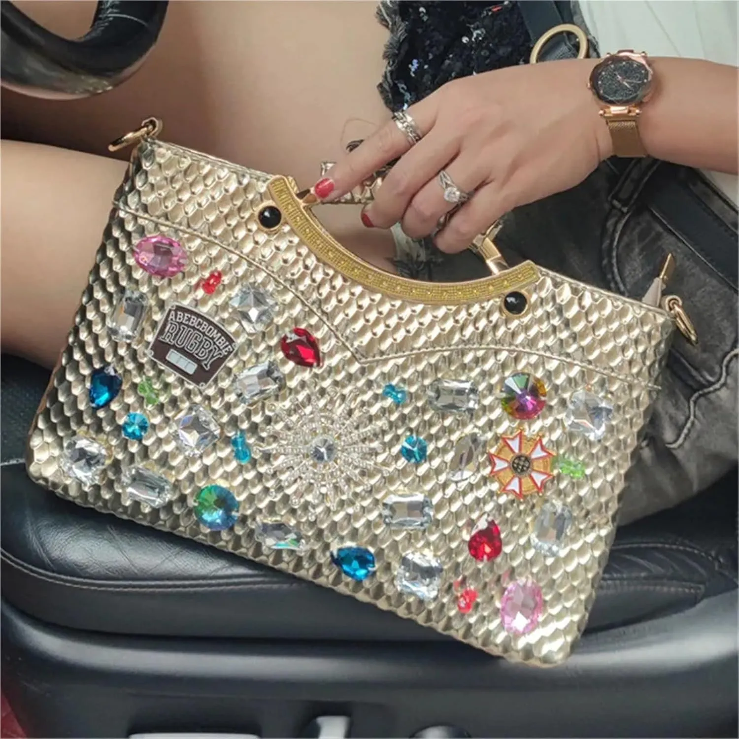 Rhinestone Bags Women Handbags Lady Diamond Rhinestone Chain Evening Bag All-Match Underarm Bag Shoulder Crossbody Bags