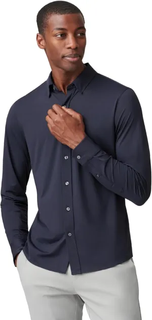 Rhone Men's Commuter Shirt, Performance Dress Shirts for Men, Machine Washable, Wrinkle Resistant, Slim Fit Button Down Shirt (True Navy, Medium)