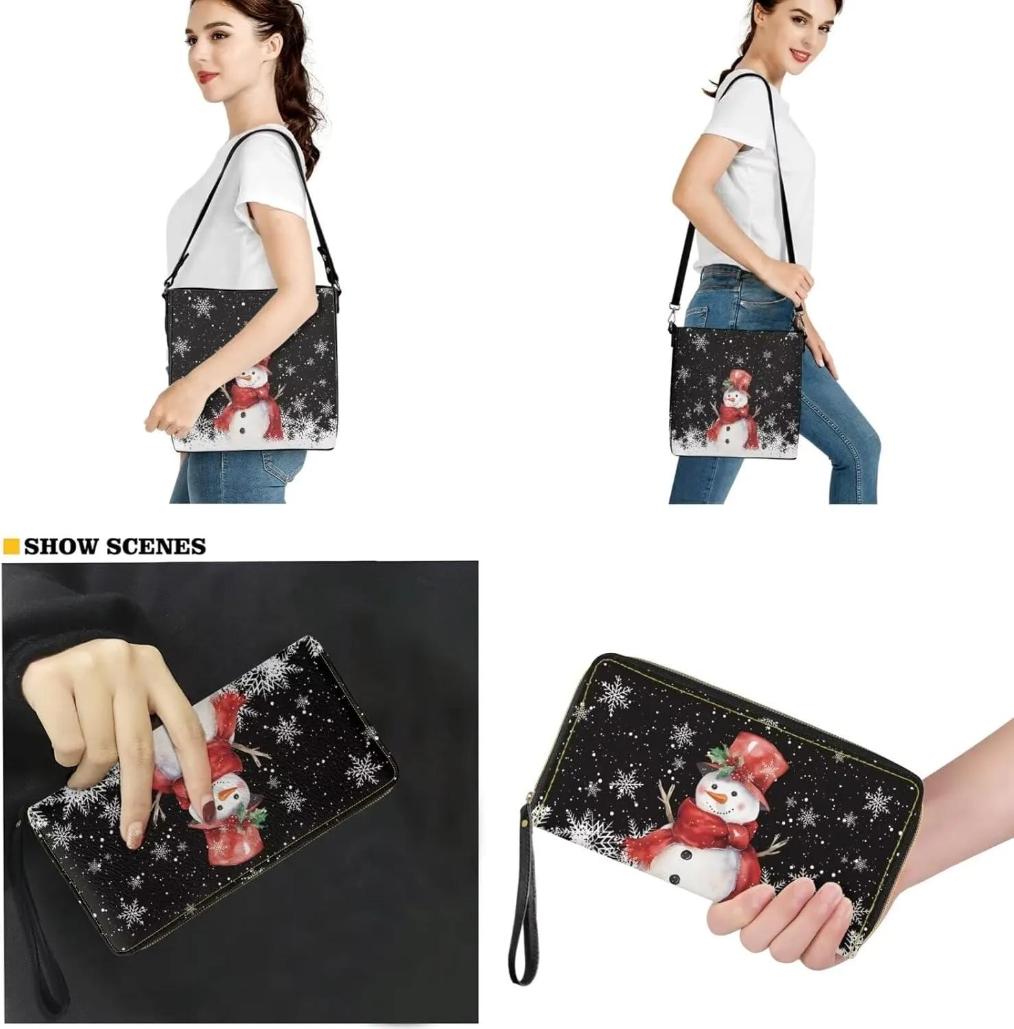 Rnyleeg Leather Crossbody Bags Hobo Shoulder Bag for Women Portable Handbag with 2 PCS Adjustable Strap Matching Small Wallet