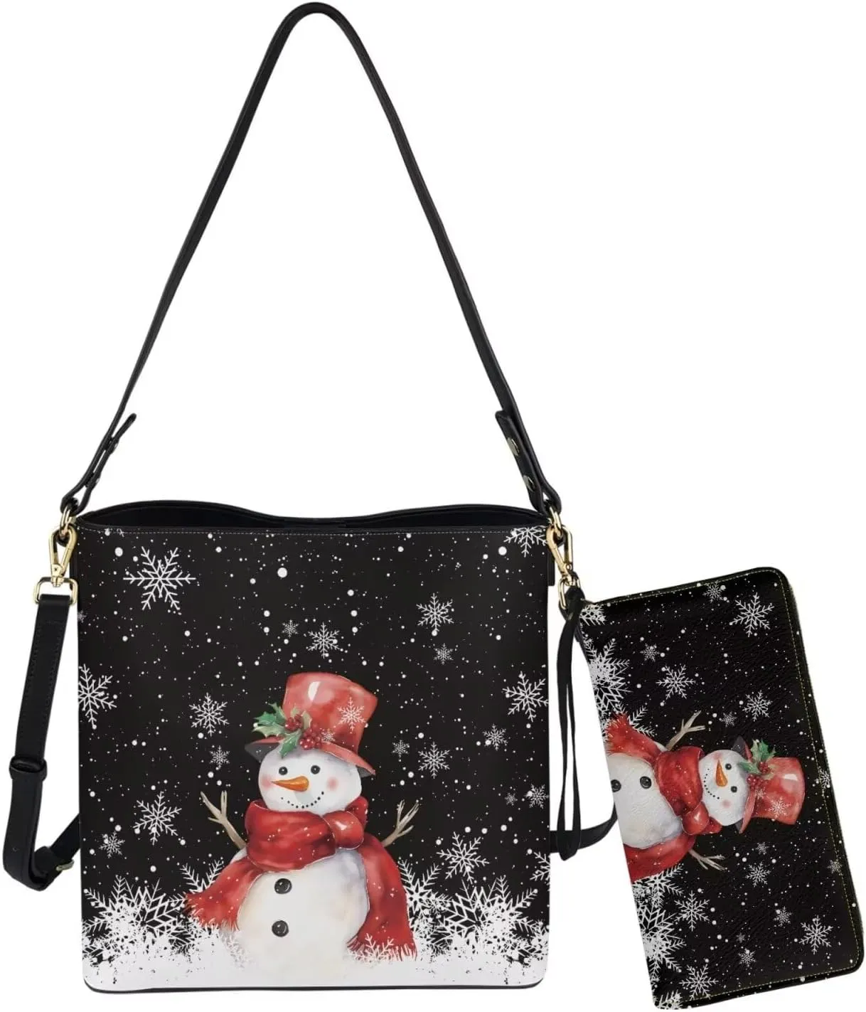Rnyleeg Leather Crossbody Bags Hobo Shoulder Bag for Women Portable Handbag with 2 PCS Adjustable Strap Matching Small Wallet