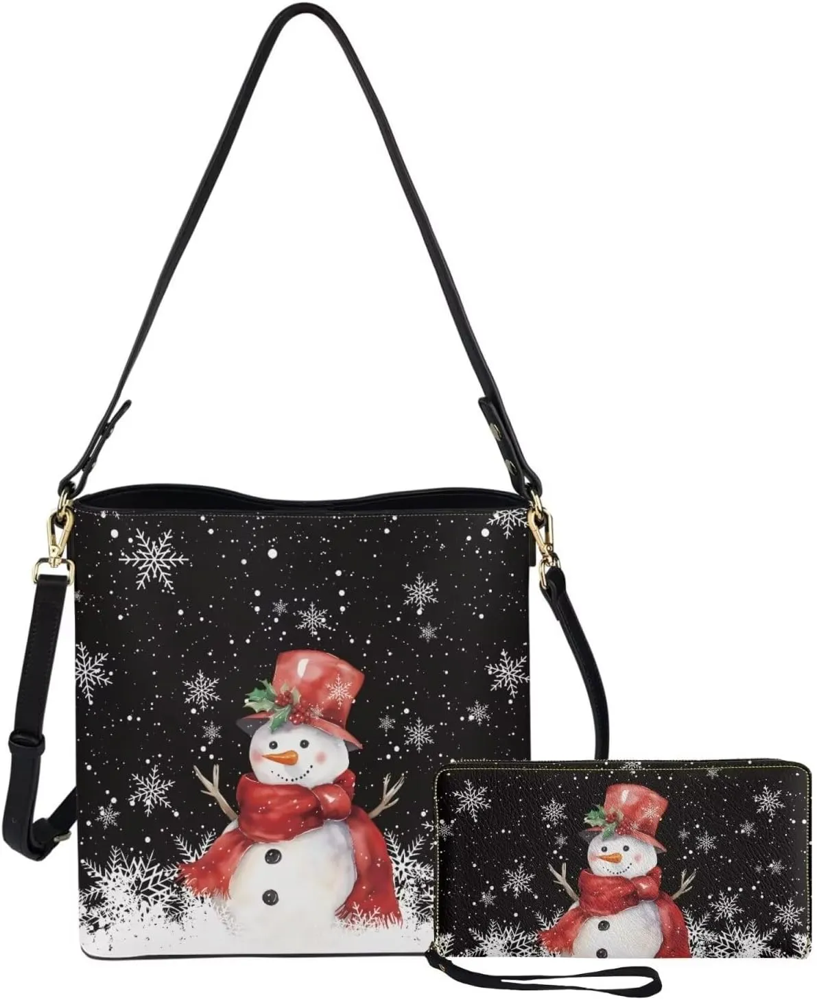 Rnyleeg Leather Crossbody Bags Hobo Shoulder Bag for Women Portable Handbag with 2 PCS Adjustable Strap Matching Small Wallet