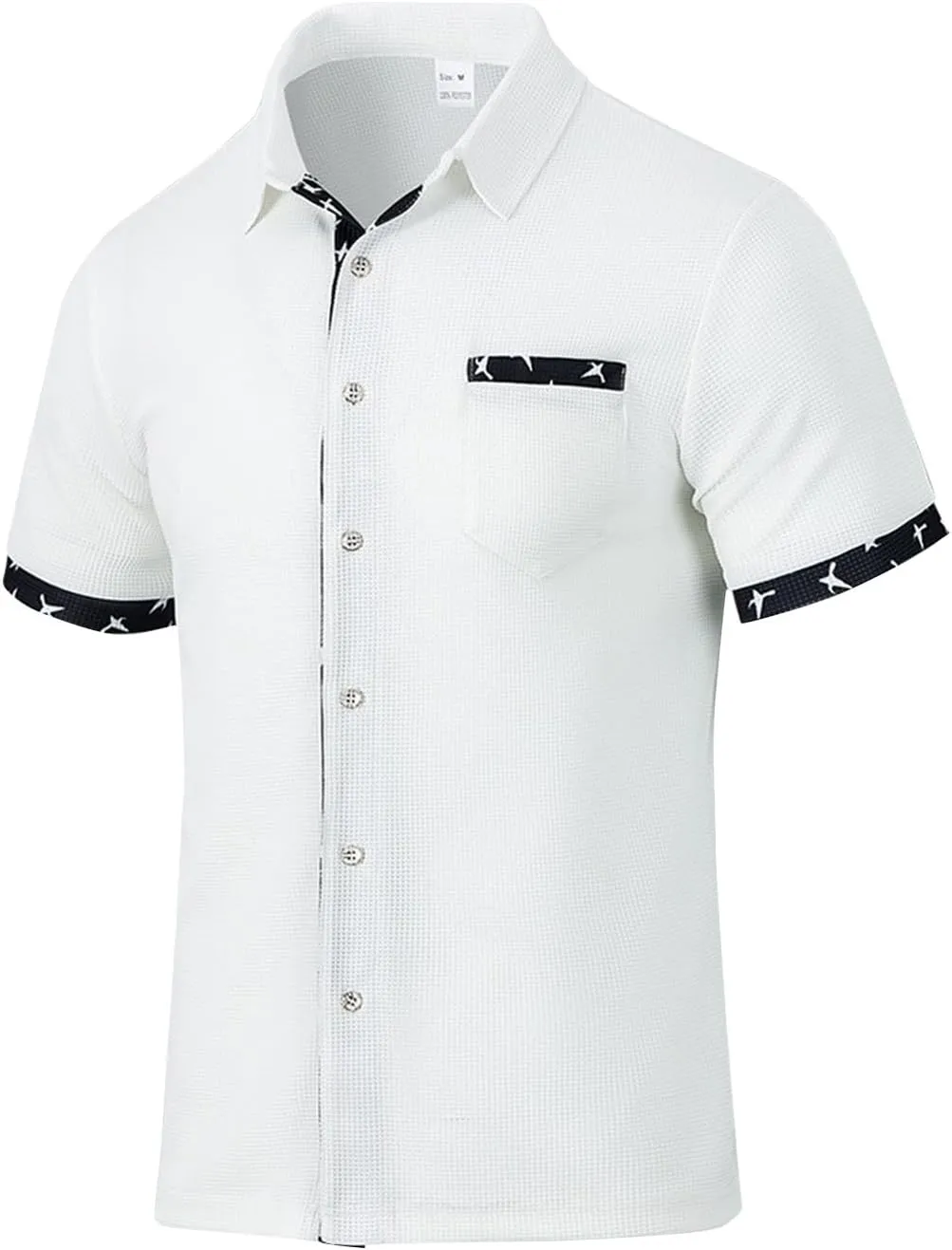 RTTUIOP Mens Hawaiian Shirts Short Sleeve Trendy Big and Tall Tee V Neck Slim Button T Shirt Solid Lightweight Shirts
