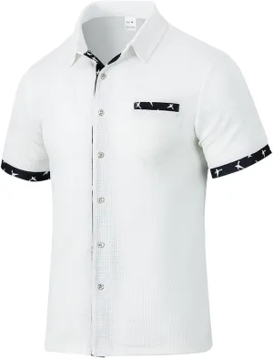 RTTUIOP Mens Hawaiian Shirts Short Sleeve Trendy Big and Tall Tee V Neck Slim Button T Shirt Solid Lightweight Shirts