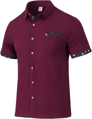 RTTUIOP Mens Hawaiian Shirts Short Sleeve Trendy Big and Tall Tee V Neck Slim Button T Shirt Solid Lightweight Shirts