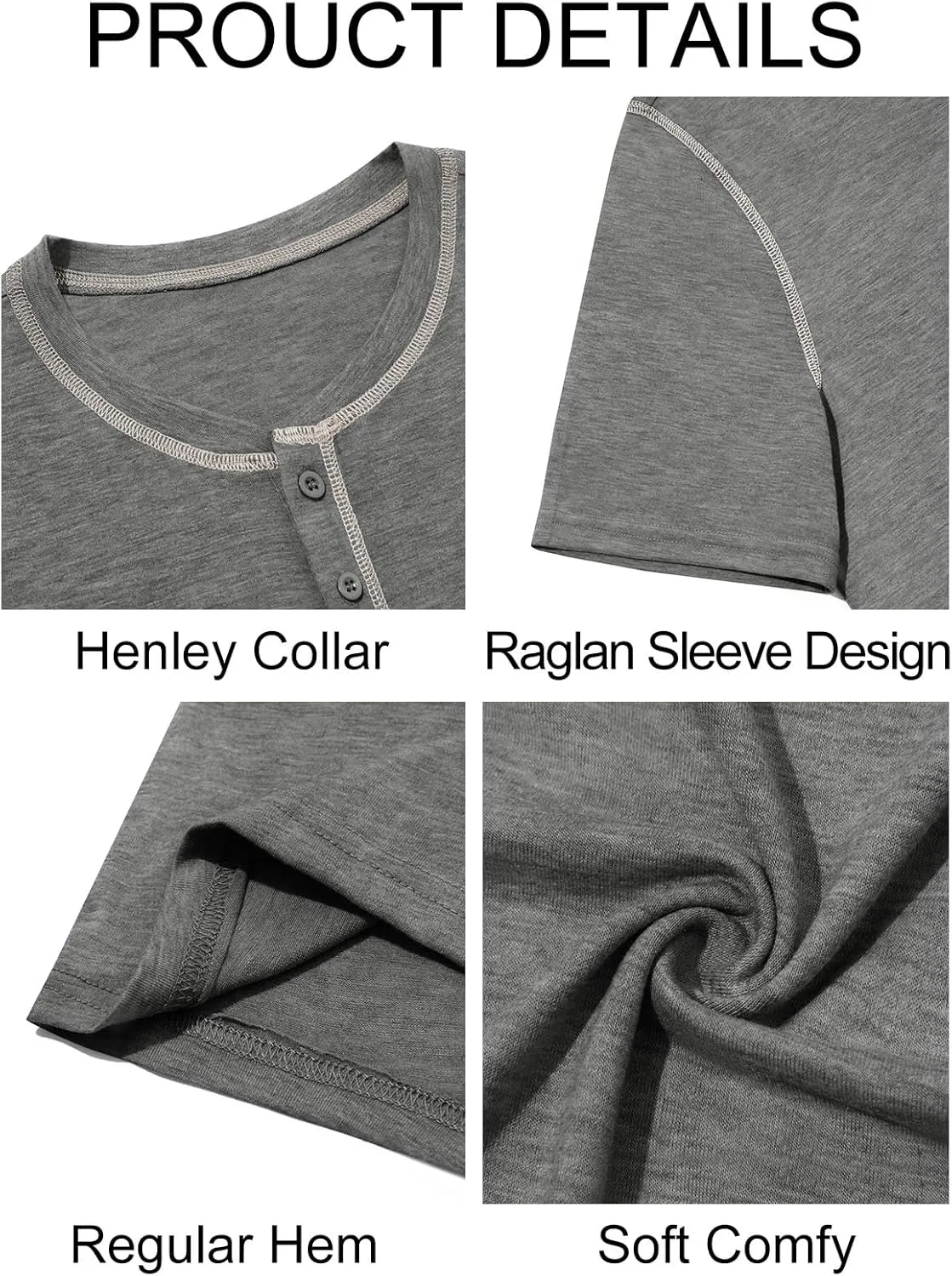 Runcati Mens Henley Shirts Short Sleeve Casual Lightweight Stretchy Basic Tee Summer Vintage T-Shirts
