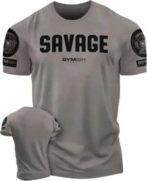 Savage Men's Workout Shirt for Men, Gym Funny Deadlift Lifting T-Shirt (XL, Savage Warm Grey Branded)