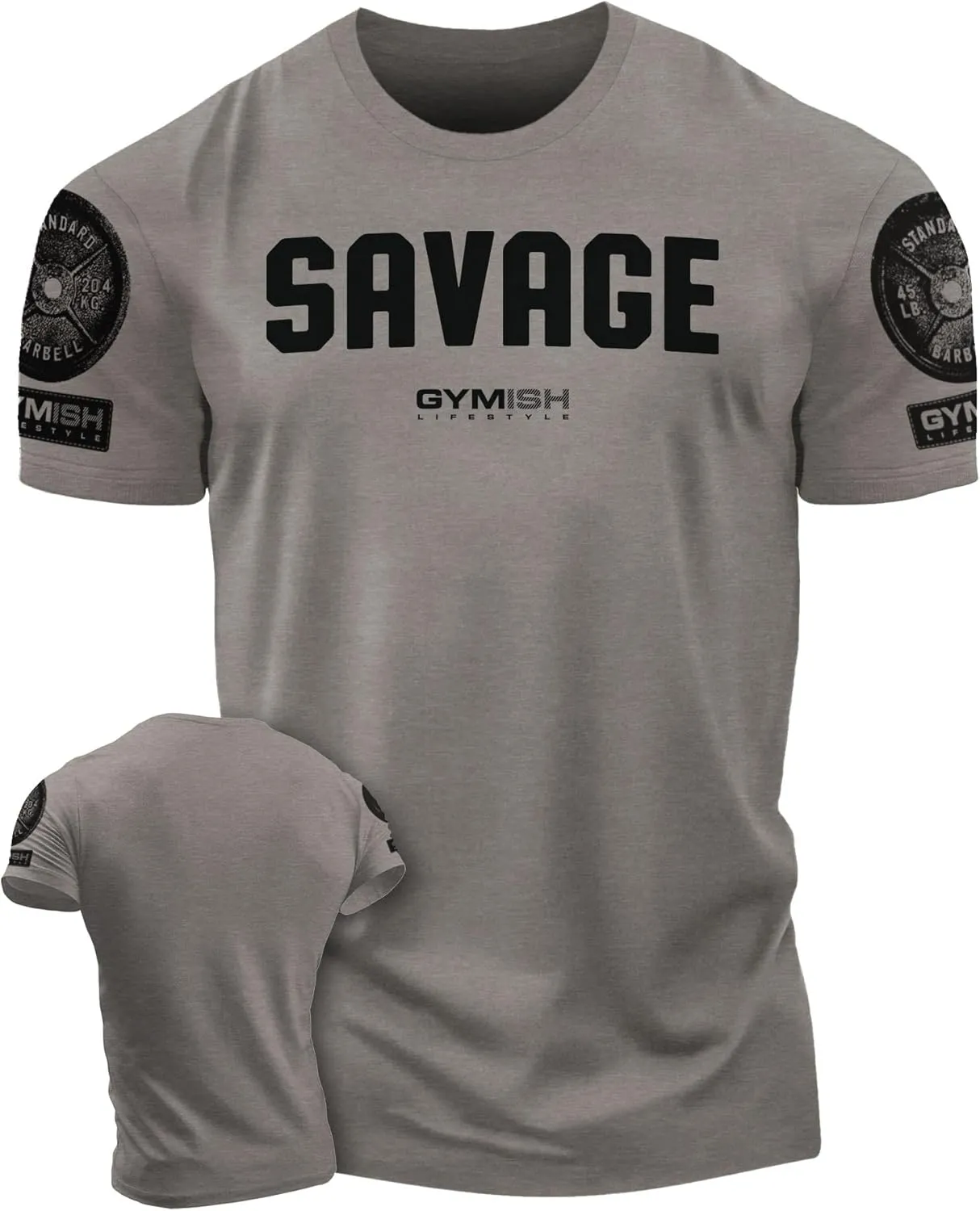 Savage Men's Workout Shirt for Men, Gym Funny Deadlift Lifting T-Shirt (XL, Savage Warm Grey Branded)