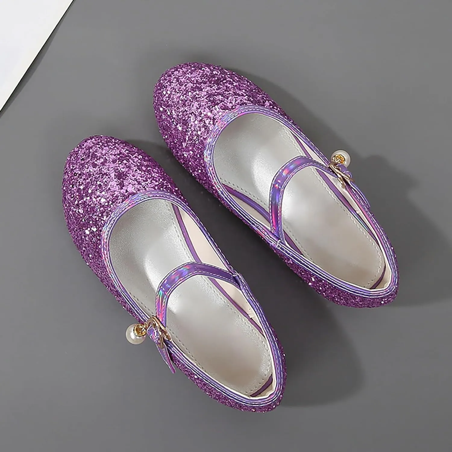 Sequins Sandals for Girls Kids Outdoor Dress Dance Loafers Shoes Toddler ??ow Heel Summer Casual Mary Jane Soft Sole