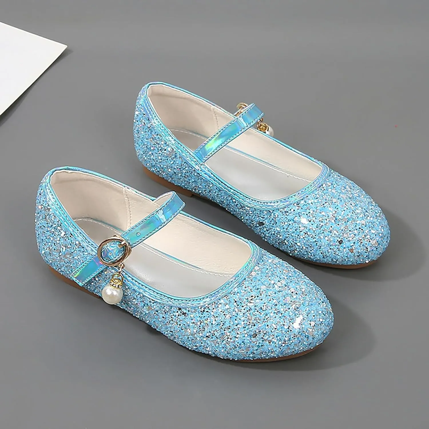 Sequins Sandals for Girls Kids Outdoor Dress Dance Loafers Shoes Toddler ??ow Heel Summer Casual Mary Jane Soft Sole
