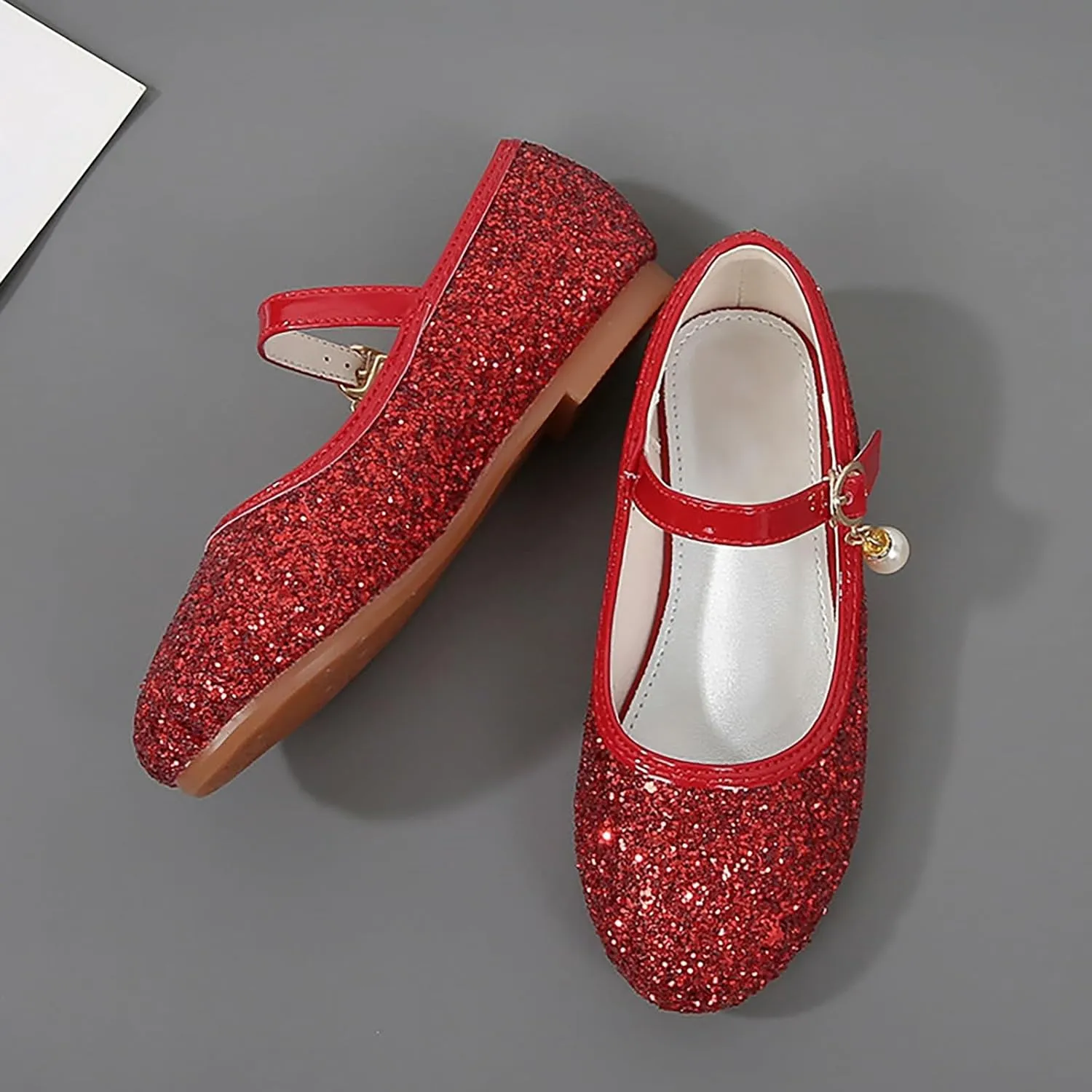 Sequins Sandals for Girls Kids Outdoor Dress Dance Loafers Shoes Toddler ??ow Heel Summer Casual Mary Jane Soft Sole