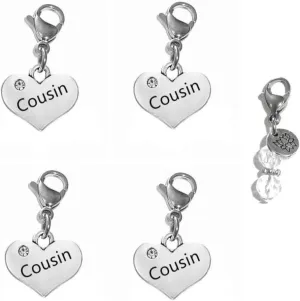Set Of 4 Clip On Charms, Build Your Own Bracelet, Bag, Purse, Handbag, Message, Inspirational, Keychain, Zipper Pull, Jewelry