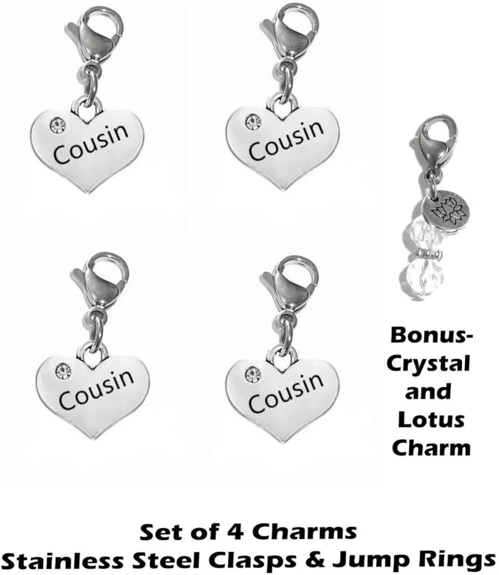 Set Of 4 Clip On Charms, Build Your Own Bracelet, Bag, Purse, Handbag, Message, Inspirational, Keychain, Zipper Pull, Jewelry