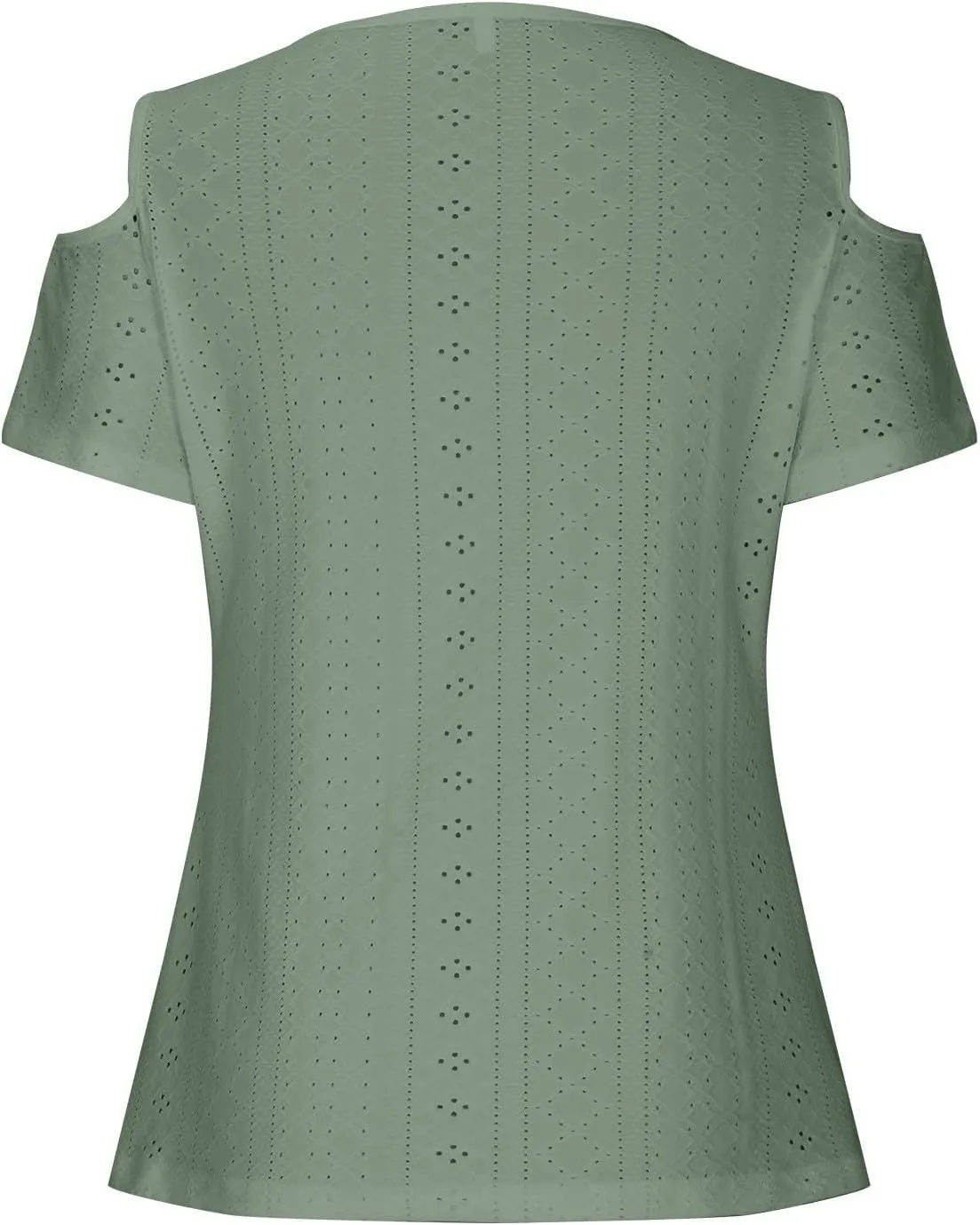 Sexy Clod Sholuder Tops for Women 2025 Summer Hollow Out Eyelet Short Sleeve T Shirts Going Out Blouses Ladies Tunic