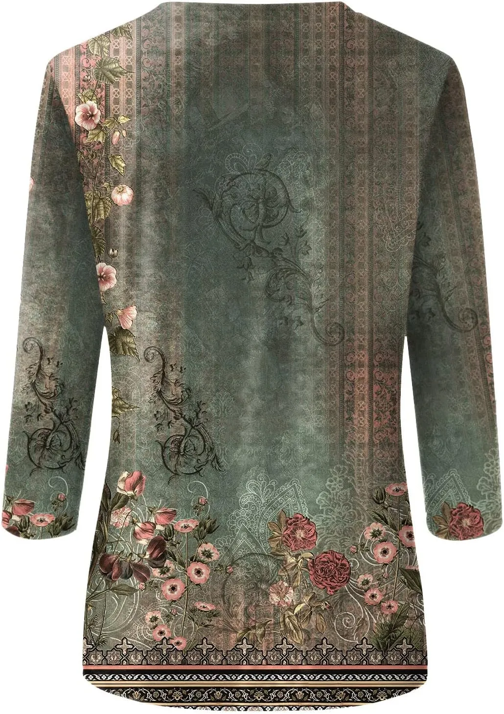 Shirts for Women Trendy 3/4 Sleeve Crewneck Cute Shirts Casual Print Three Guarter Length T Shirt Summer Pullover