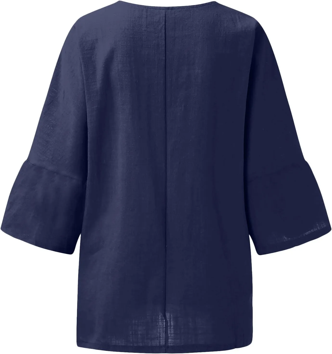Shirts for Women Trendy Crew Neck 3/4 Sleeve Tops Casual Solid Loose Fitted Boho Shirts Beach Hawaiian Blouses Tops