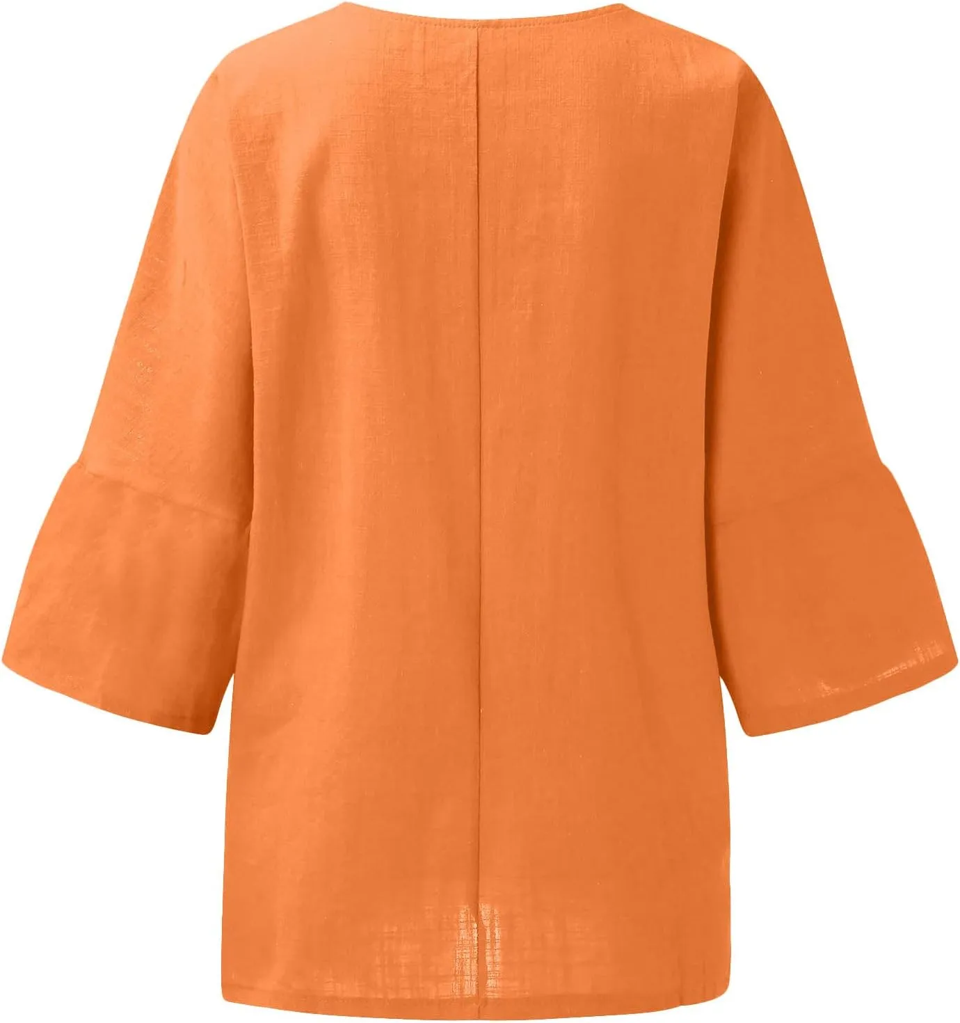 Shirts for Women Trendy Crew Neck 3/4 Sleeve Tops Casual Solid Loose Fitted Boho Shirts Beach Hawaiian Blouses Tops