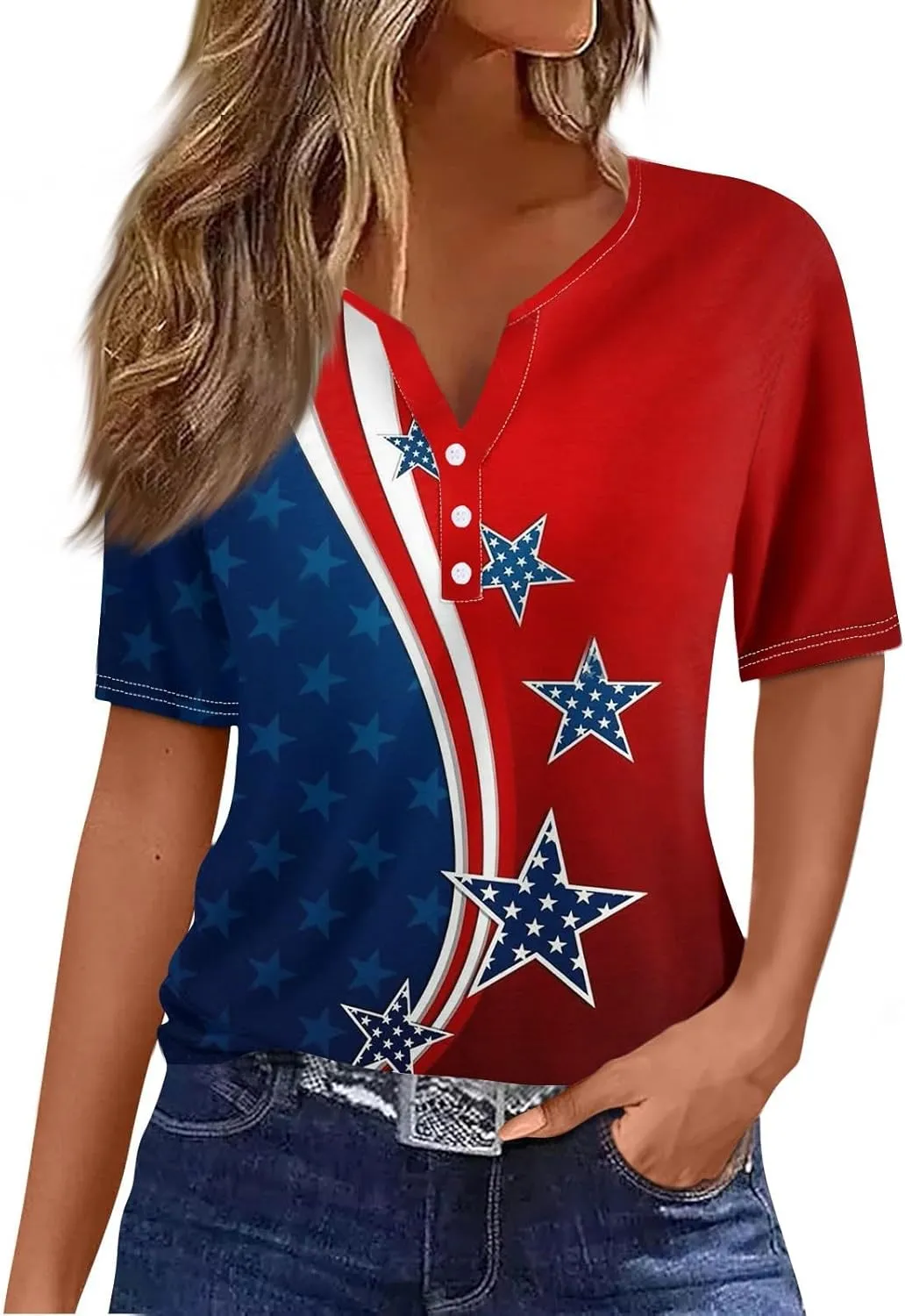 Shirts for Women Trendy Plus Size Short Sleeve Henley Shirt Button Down Holiday Shirts for Women 2025 Dressy