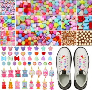 Shoe Lace Bead Charms Kit, Funny DIY Shoe Charms, Colorful Assorted Acrylic Beads Candy Lollipop Gummy Bear Charms Shoe Accessories Shoe Decoration for Sneakers