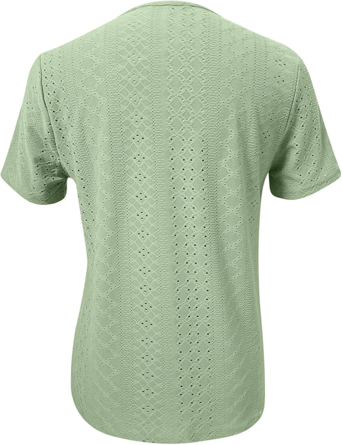 Short Sleeve Blouses for Women Trendy Elegant Dressy Casual Eyelet Shirts Solid Color V Neck Loose Fitted Eyelet Tops