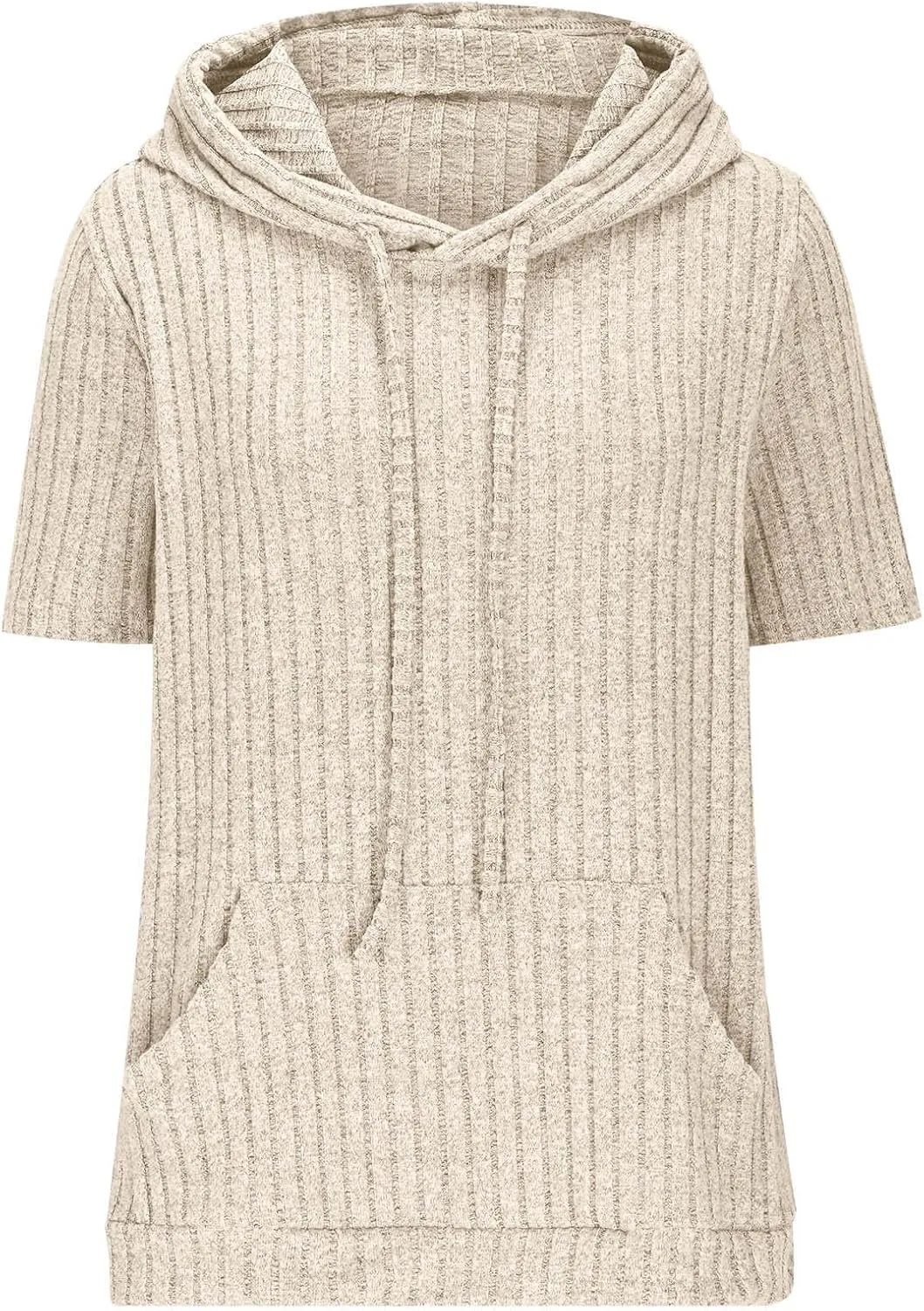 Short Sleeve Hoodies for Women Pullover Oversized Sweatshirts Trendy Casual Shirts Tunic Tops with Pockets Clothes Outfits
