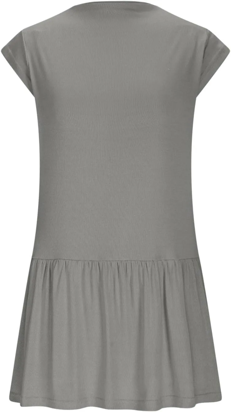 Sleeveless Summer Dress Smocked Loose Ruffle Hem A-Line Swing Mini Sundress Sports Workout Outfits