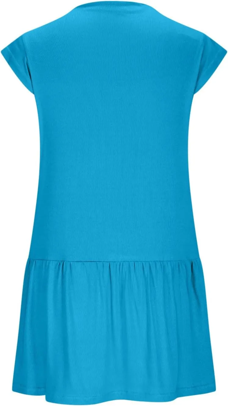 Sleeveless Summer Dress Smocked Loose Ruffle Hem A-Line Swing Mini Sundress Sports Workout Outfits