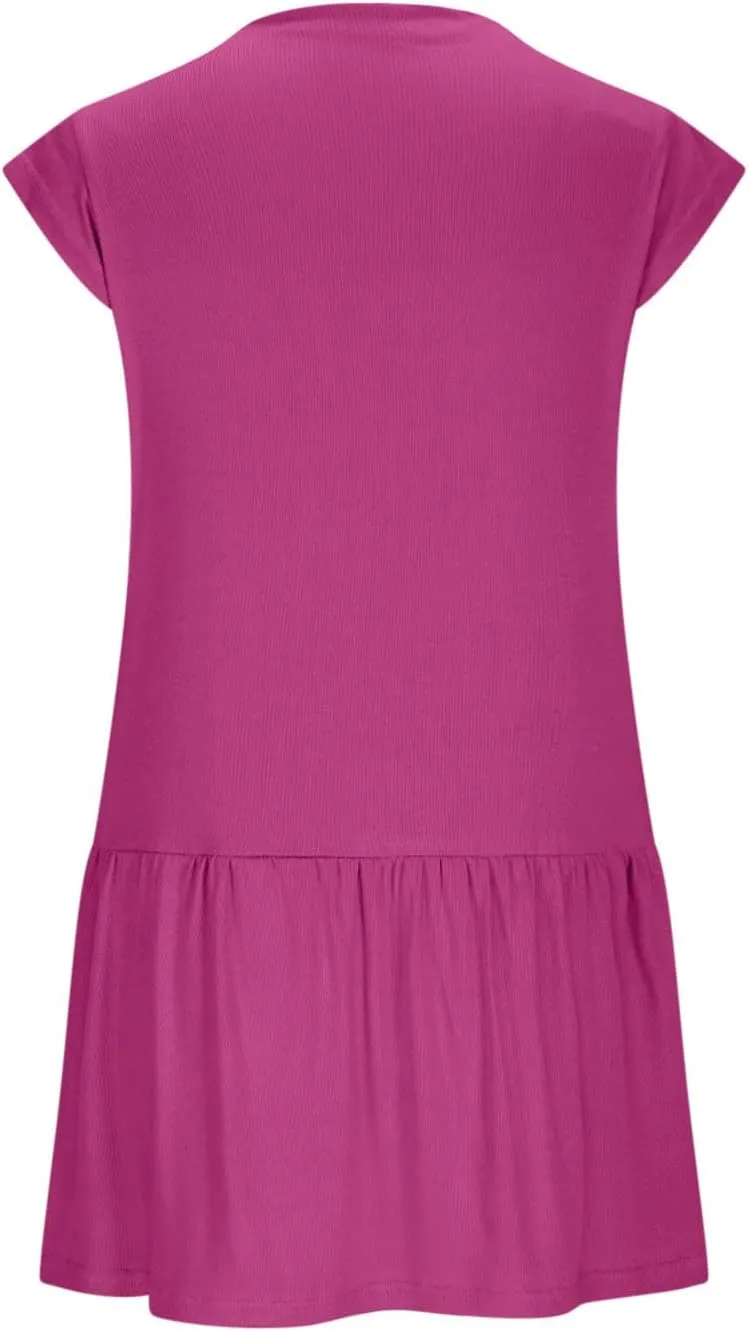 Sleeveless Summer Dress Smocked Loose Ruffle Hem A-Line Swing Mini Sundress Sports Workout Outfits