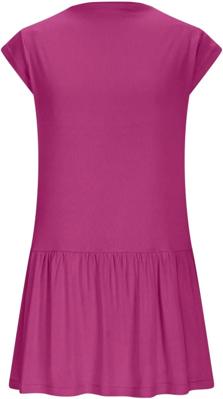 Sleeveless Summer Dress Smocked Loose Ruffle Hem A-Line Swing Mini Sundress Sports Workout Outfits