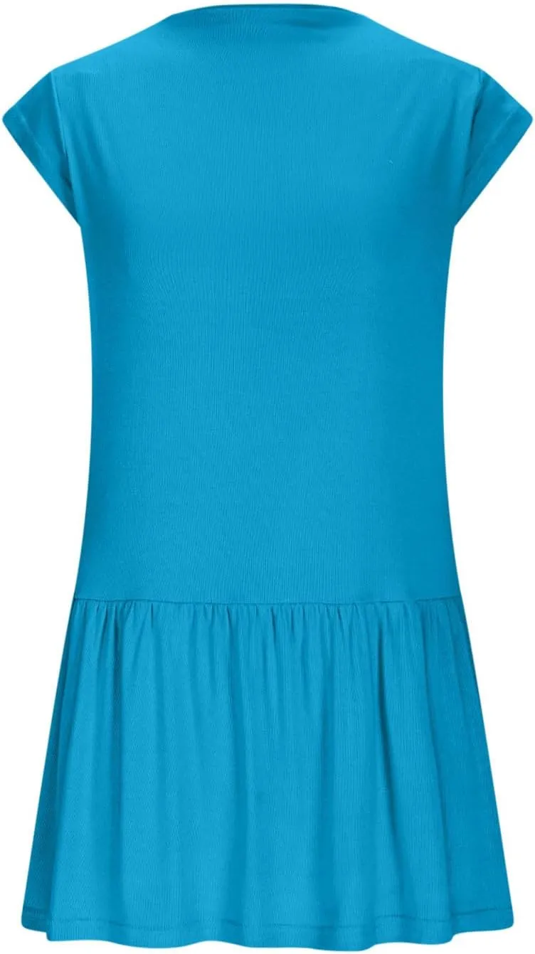 Sleeveless Summer Dress Smocked Loose Ruffle Hem A-Line Swing Mini Sundress Sports Workout Outfits