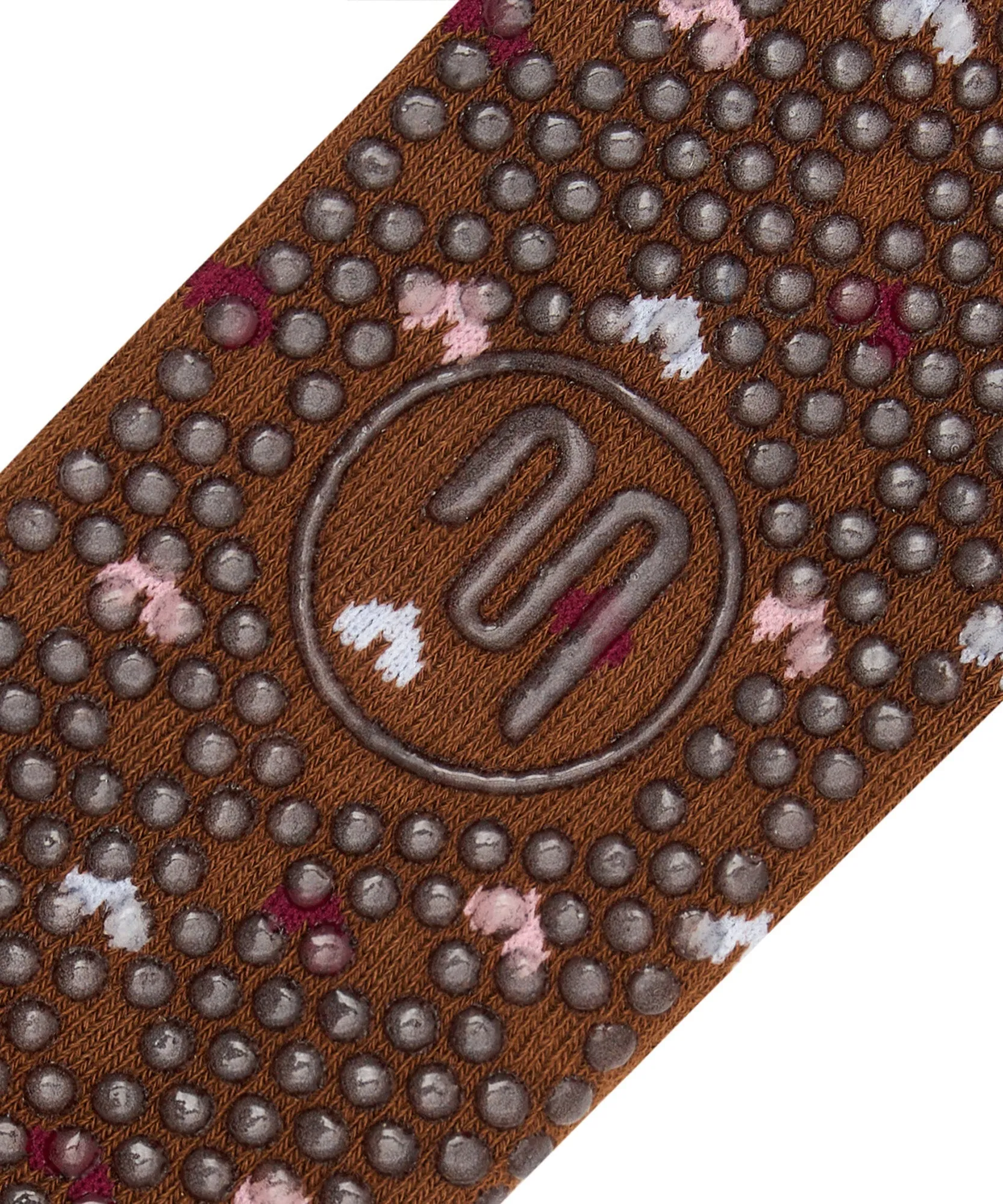 Slide On Non Slip Grip Socks - Hearts Aflutter Brown