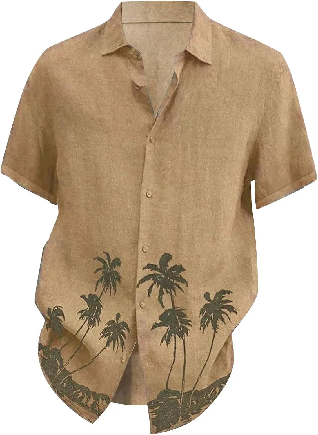 Slim Fit Shirts for Men Casual Lapel Beach Holiday Wear Fashion Hawaiian Short-Sleeved Shirt
