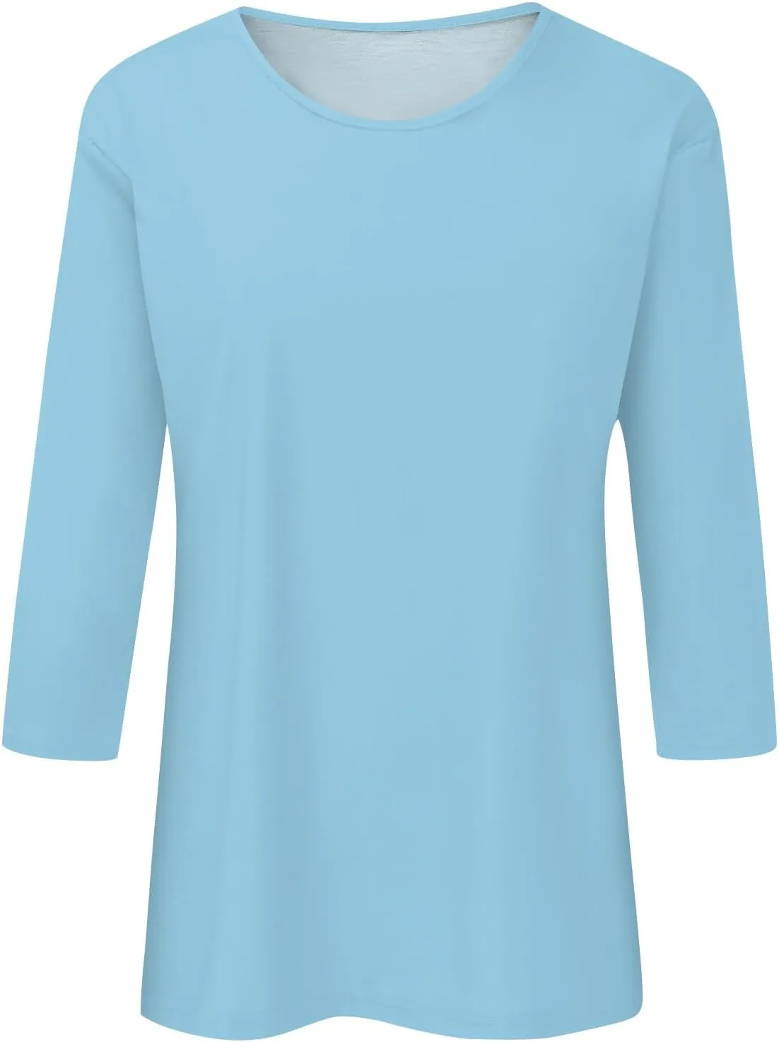 slqdgmryz 3/4 Sleeve Shirts for Women Loose Fit Crewneck Dressy Casual Tops Lightweight Solid Color Comfy Cute T Shirts
