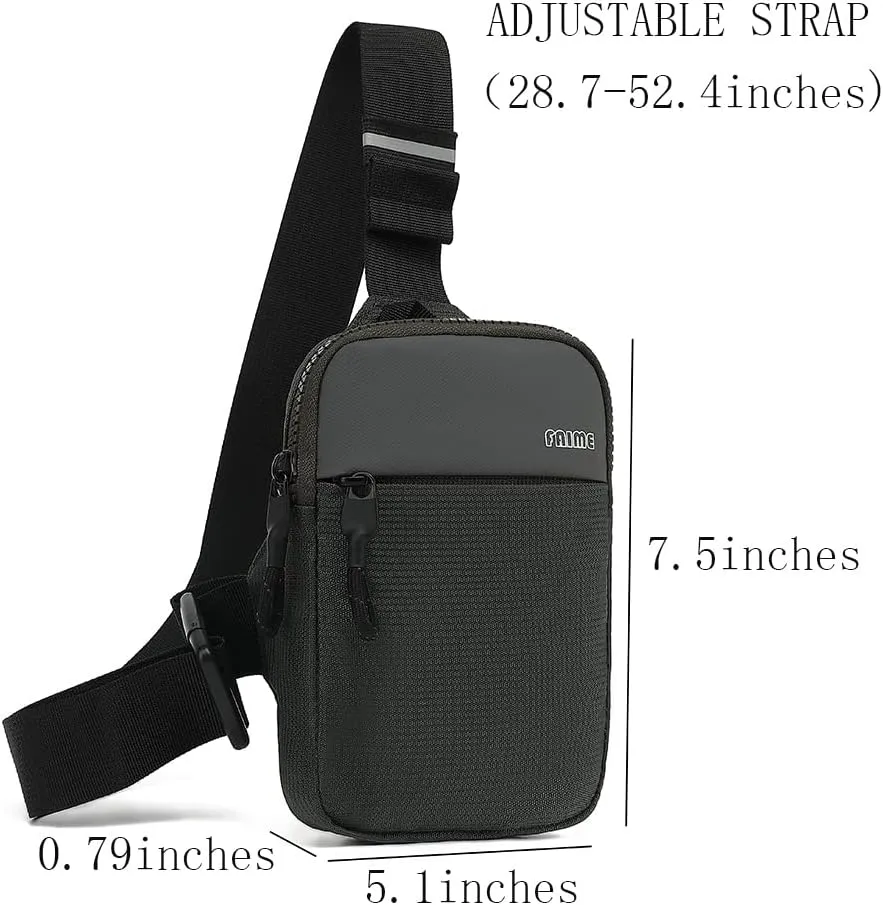 Small Crossbody Bags for Women Men, Waterproof Mini Crossbody Fanny Pack with Front Pocket, Small Sling Bag Cell Phone Passport Bag with Adjustable Strap (Grey)