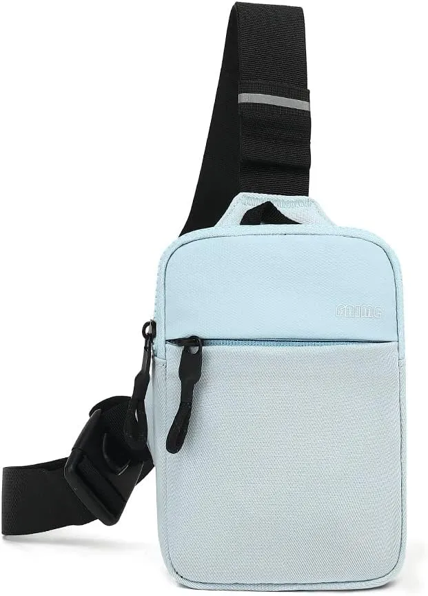 Small Crossbody Bags for Women Men, Waterproof Mini Crossbody Fanny Pack with Front Pocket, Small Sling Bag Cell Phone Passport Bag with Adjustable Strap (Light Blue)