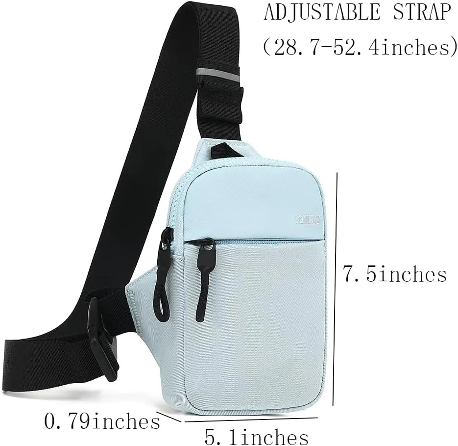 Small Crossbody Bags for Women Men, Waterproof Mini Crossbody Fanny Pack with Front Pocket, Small Sling Bag Cell Phone Passport Bag with Adjustable Strap (Light Blue)