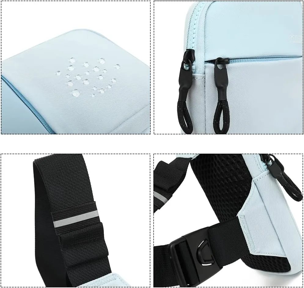 Small Crossbody Bags for Women Men, Waterproof Mini Crossbody Fanny Pack with Front Pocket, Small Sling Bag Cell Phone Passport Bag with Adjustable Strap (Light Blue)