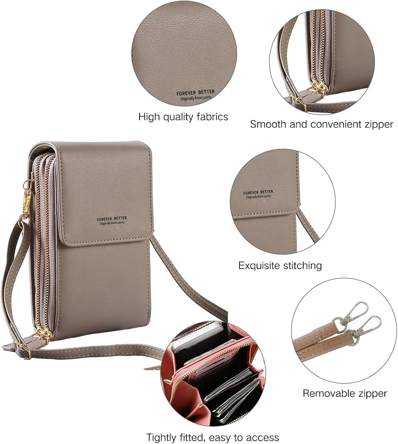 Small Crossbody Cell Phone Bag for Women, Mini Shoulder Purse with Credit Card Slots