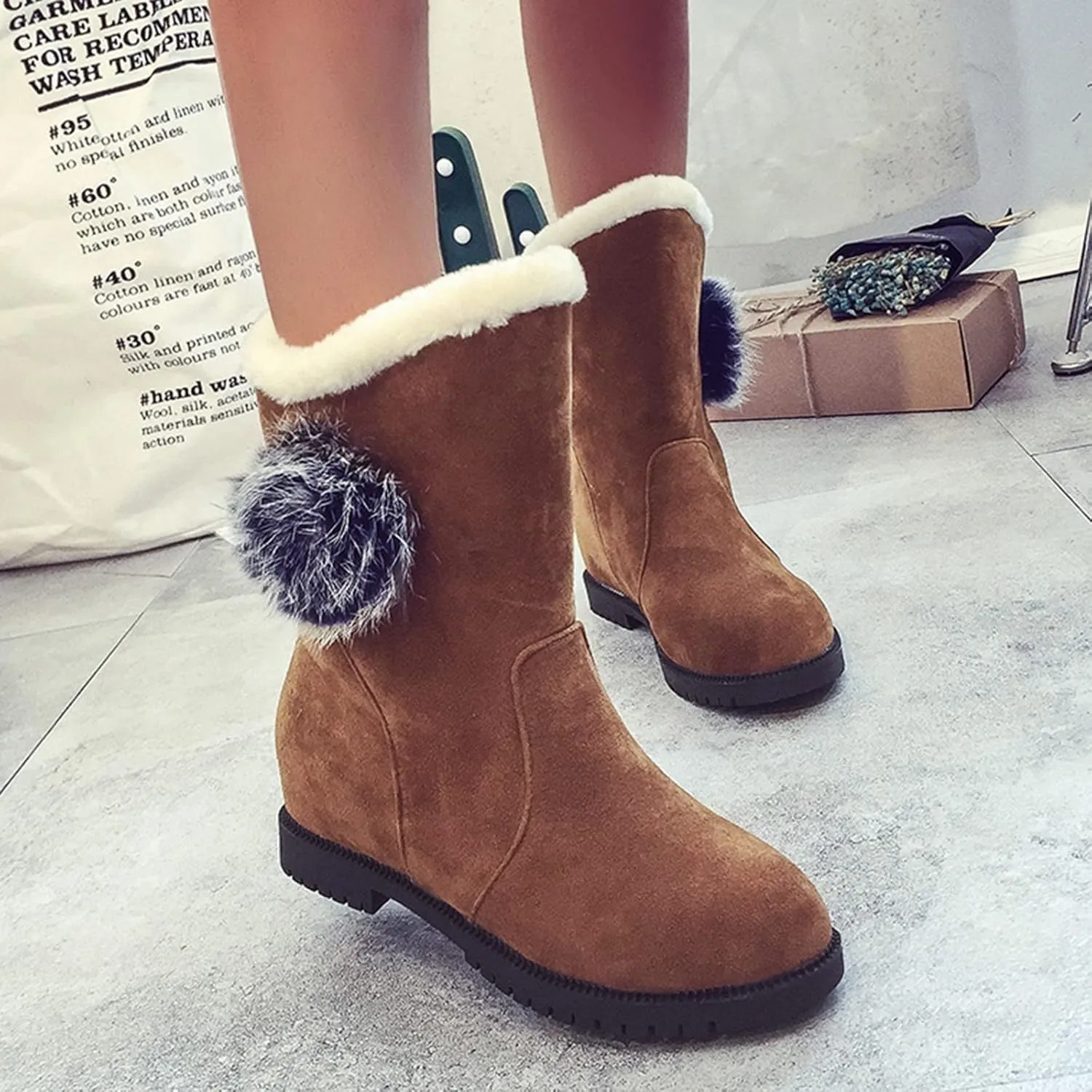 Snow Boots for Women Cute Snow Boots for Women 8.5 Wide Extra Wide Winter Boots for Women Women Waterproof Boots for Work Womens Winter Ankle Boots No Heel