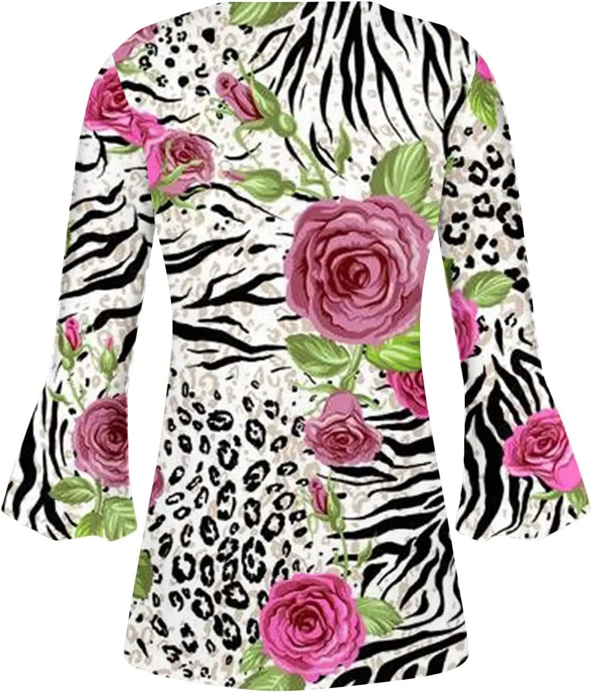 Spring Summer Tops for Women 2024 Trendy Floral Print Bohemian Shirts Casual Button Up 3/4 Sleeve Empire Waist Blouse