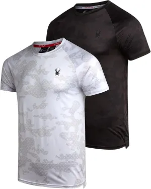 Spyder Men's Athletic T-Shirt - 2 Pack Dry Fit Short Sleeve Performance Sports Tee (S-XL)