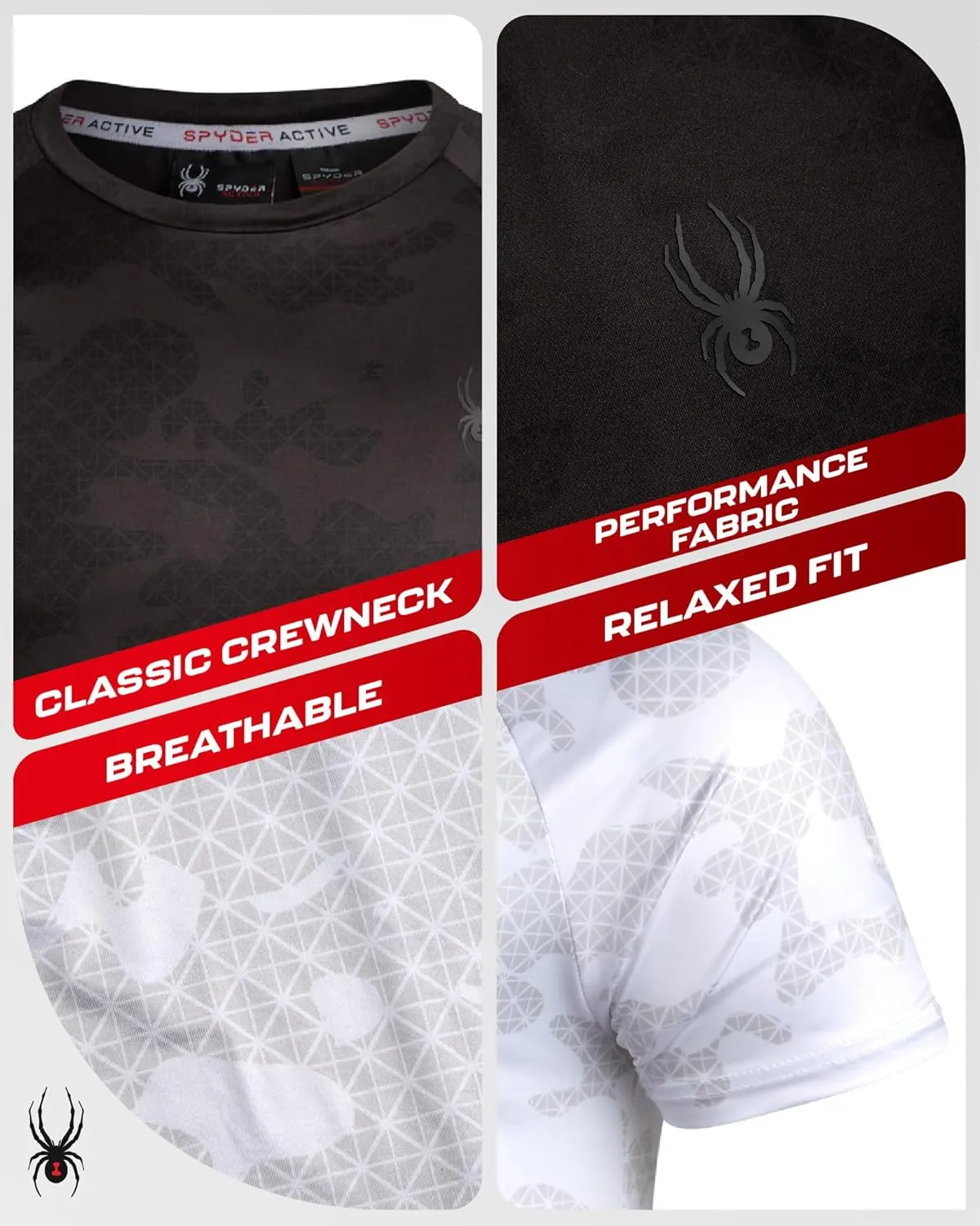 Spyder Men's Athletic T-Shirt - 2 Pack Dry Fit Short Sleeve Performance Sports Tee (S-XL)