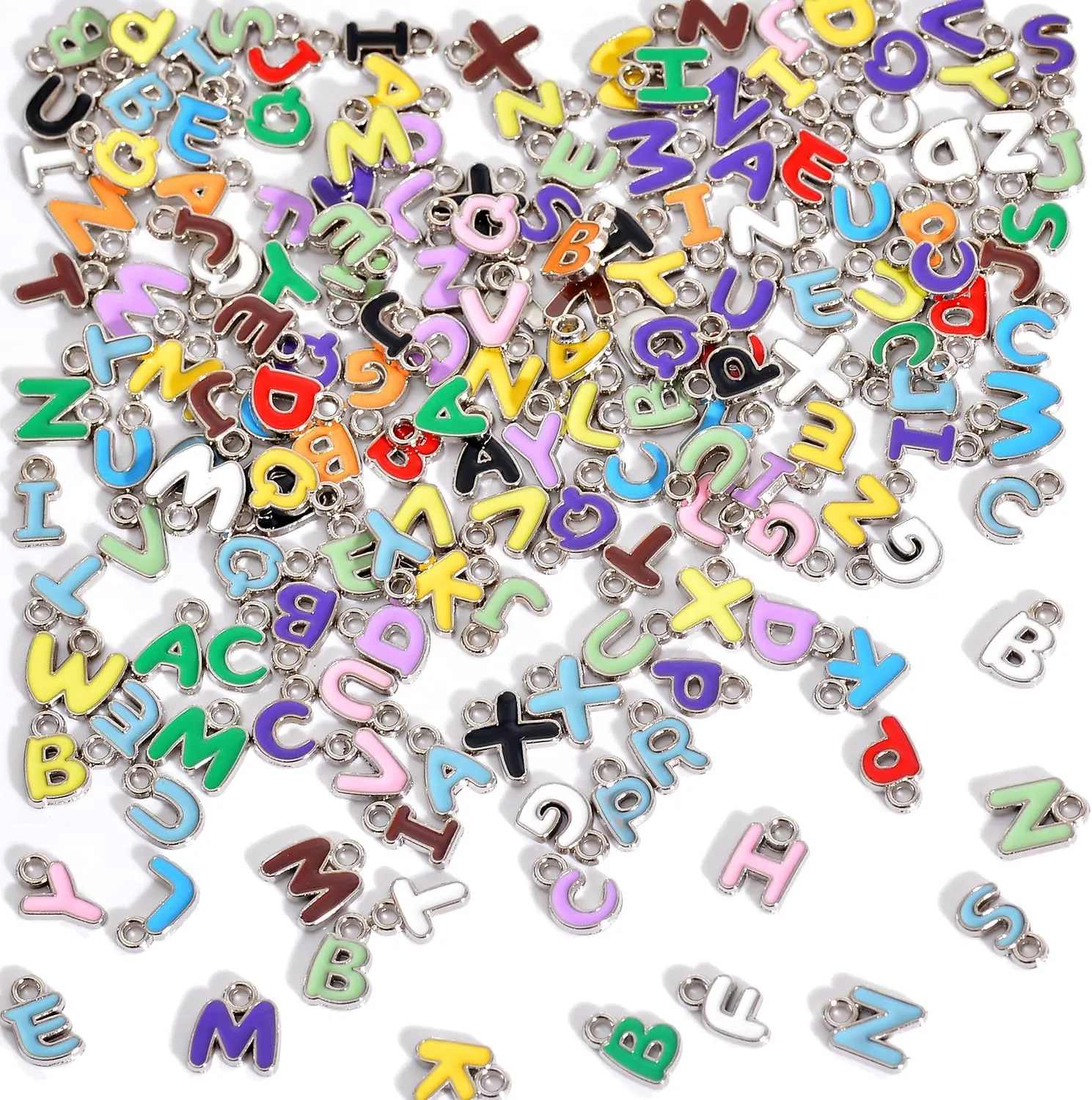stino 200Pcs A-Z Metal Letter Charms for Jewelry Making, Capital Alphabet Initial Charms