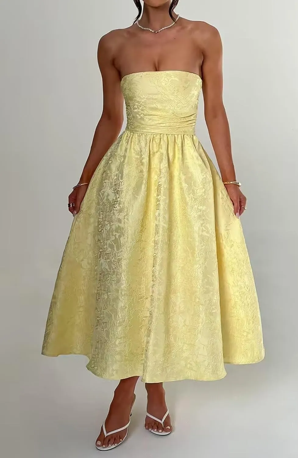 Strapless Floral Satin Prom Dresses A-Line Corset Tea Length Elegant Party Evening Gowns Formal 2025