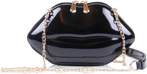 SUKUTU Patent Leather Lip Purse Box Clutch Lip Shaped Party Prom Unique Design Purses Womens Evening Clutch for Teen Girls