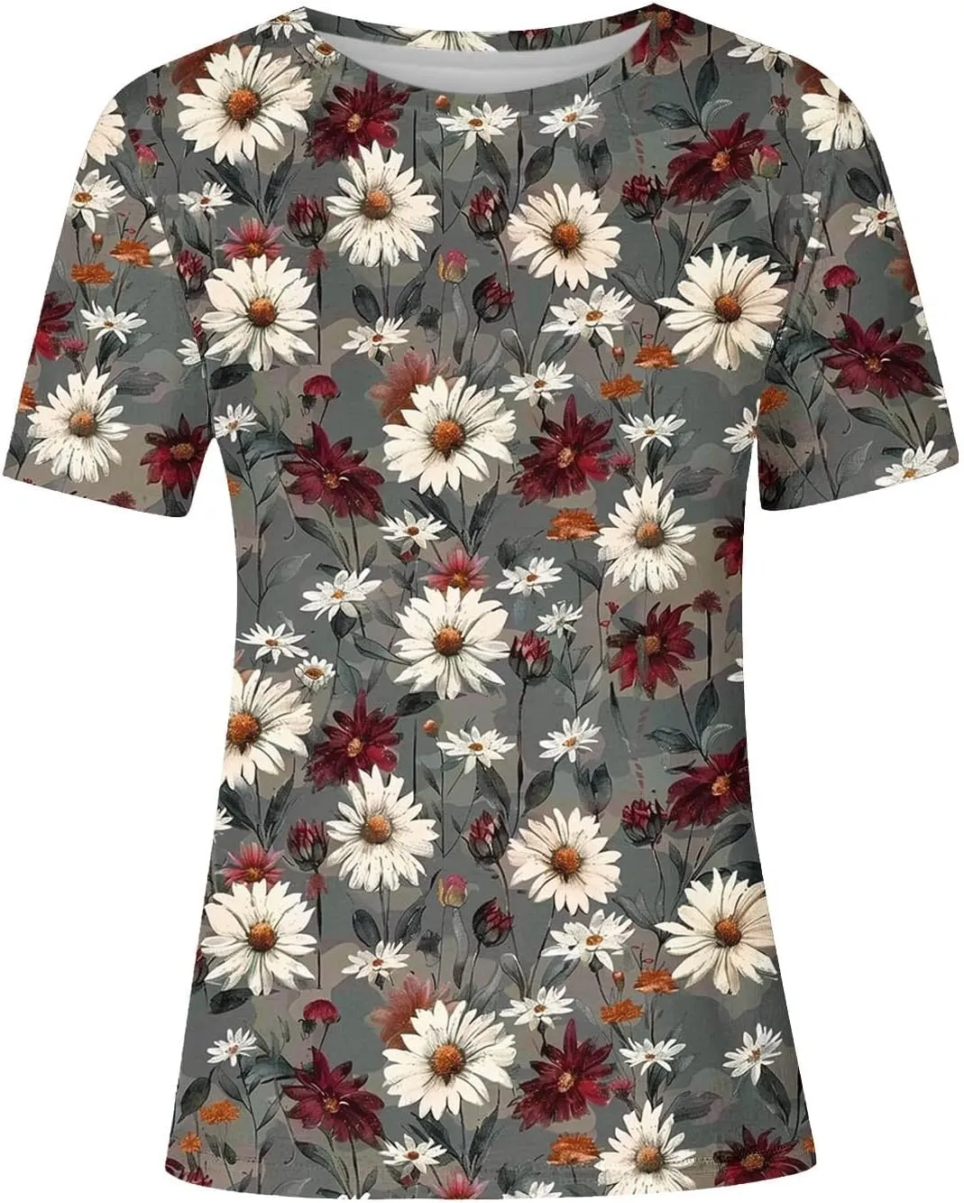 Summer Tops for Women 2025 Trendy Short Sleeve Boho Shirts Retro Floral Graphic Tees Plus Size Casual Crew Neck Tshirt