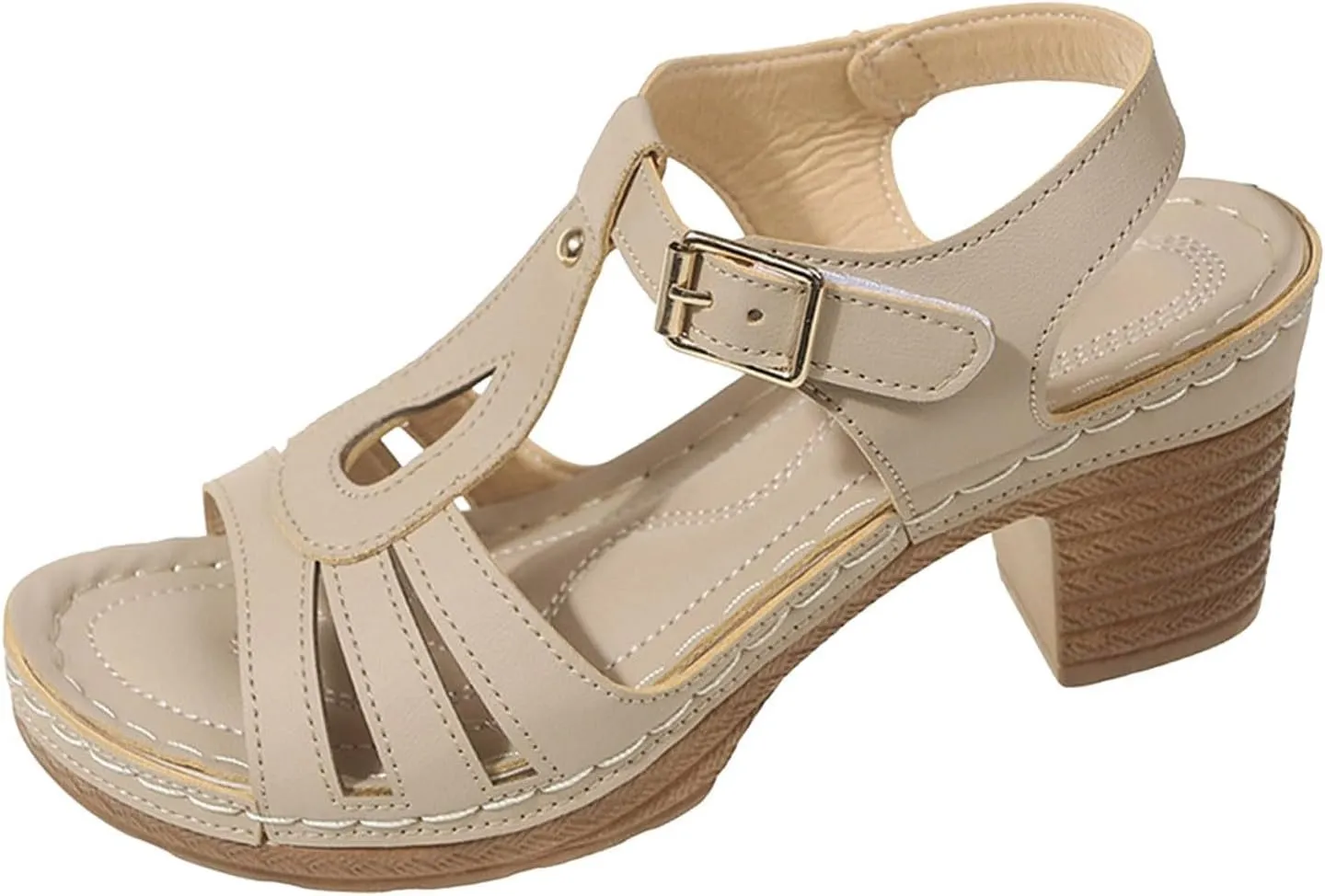 Summer Wedge Sandals for Women Comfortable Open Toe Sandals Chunky Heel Fish Mouth Platform Sandal Dressy Casual Beach Walking Shoes with Ankle Strap