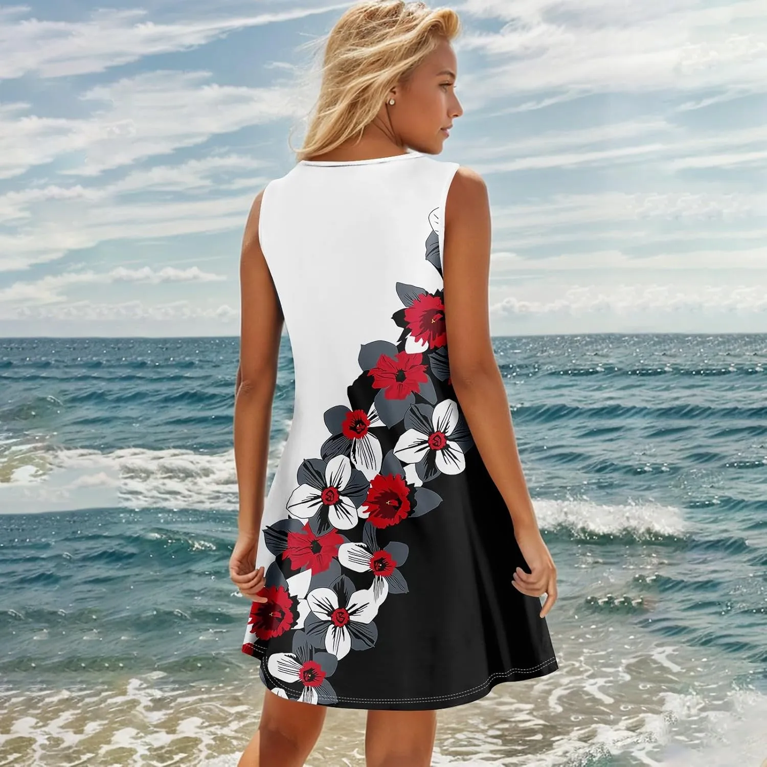 Sundresses for Women 2025 Summer Midi Sleeveless Button Down Plus Size Dresses for Curvy Women V Neck A Line Dress